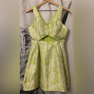 Sans Souci light green & gold cut out dress size medium boho floral